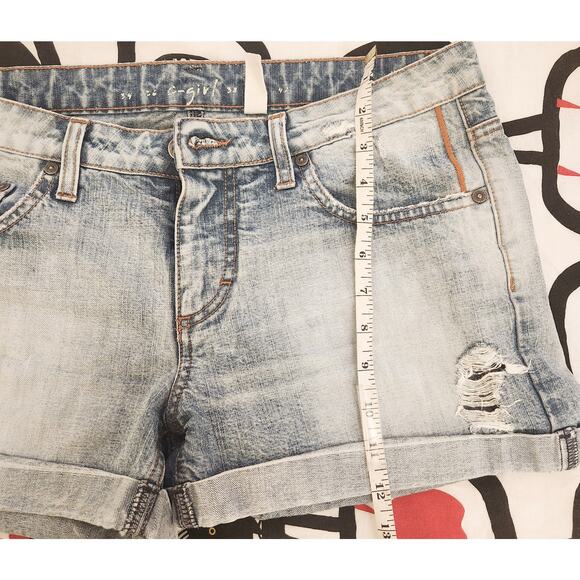 ONLY Distressed Denim Shorts Stretchy Blue Light Wash 40 - Picture 4 of 8